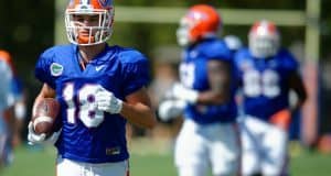 University of Florida receiver CJ Worton warms up during the Gators fourth practice of spring football camp- Florida Gators football- 1280x852