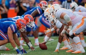 University of Florida’s defensive line stacks up against the Tennessee Volunteers in a 28-27 win over Tennessee in 2015- Florida Gators football- 1280x852