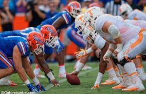 University of Florida’s defensive line stacks up against the Tennessee Volunteers in a 28-27 win over Tennessee in 2015- Florida Gators football- 1280x852