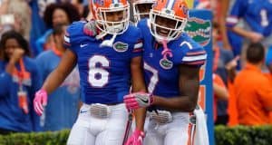 Florida Gators defensive backs Quincy Wilson Duke Dawson and Marcus Maye celebrate the TD- 1280x853