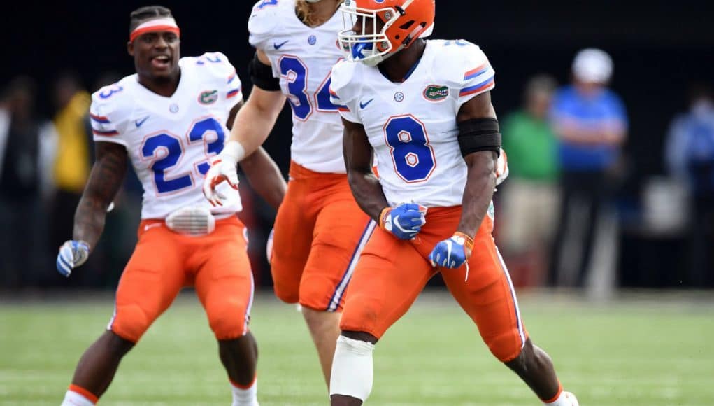 Florida Gators defensive players celebrates after an INT- 1280x1029