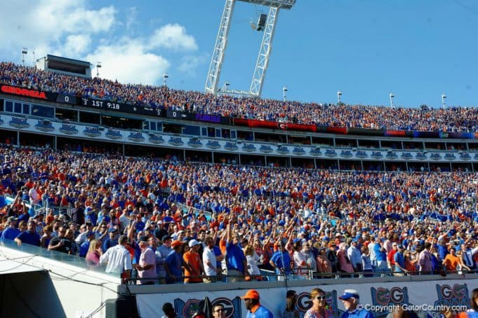 Florida Gators fans in Jacksonville in 2015 for the UGA game- 1280x853