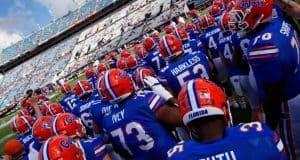 Florida Gators huddle before the Georgia game in 2016- 1280x855