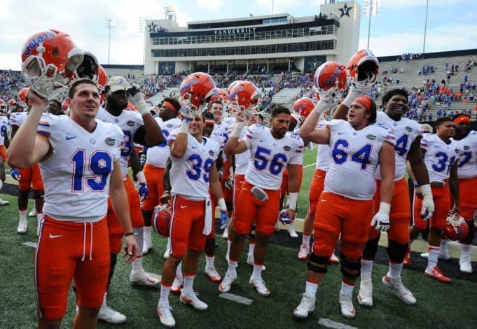 Florida Gators players celebrate a win over Vanderbilt-1280x884