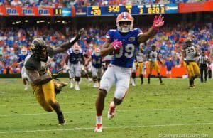 Florida Gators receiver Tyrie Cleveland scores his first touchdown against Missouri- 1280x855