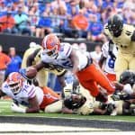 Florida Gators running back Jordan Scarlett dives for a touchdown against Vanderbilt-1280x965