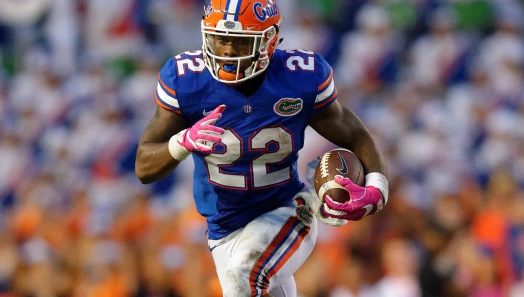 Florida Gators running back Lamical Perine runs against Missouri- 1280x853