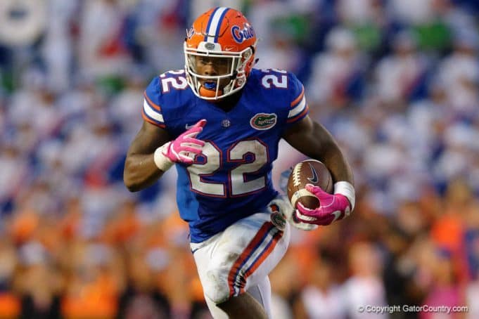 Florida Gators running back Lamical Perine runs against Missouri- 1280x853