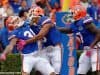 University of Florida cornerbacks Jalen Tabor, Duke Dawson and Quincy Wilson celebrate Wilson’s pick six against Missouri- Florida Gators football- 1280x852