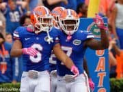 University of Florida cornerbacks Quincy Wilson and Duke Dawson celebrate Wilson’s pick six against Missouri- Florida Gators football- 1280x852