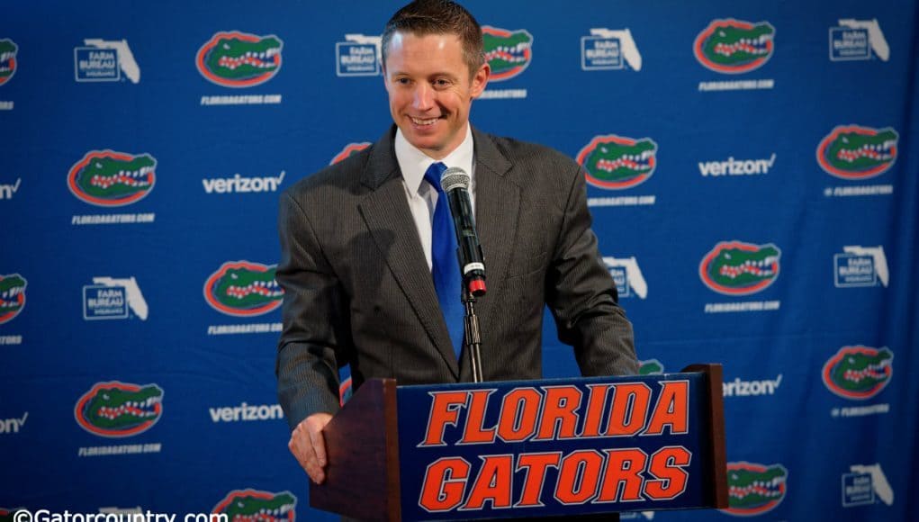 University of Florida head basketball coach Mike White holds a press conference at the 2016 media day- Florida Gators basketball- 1280x782