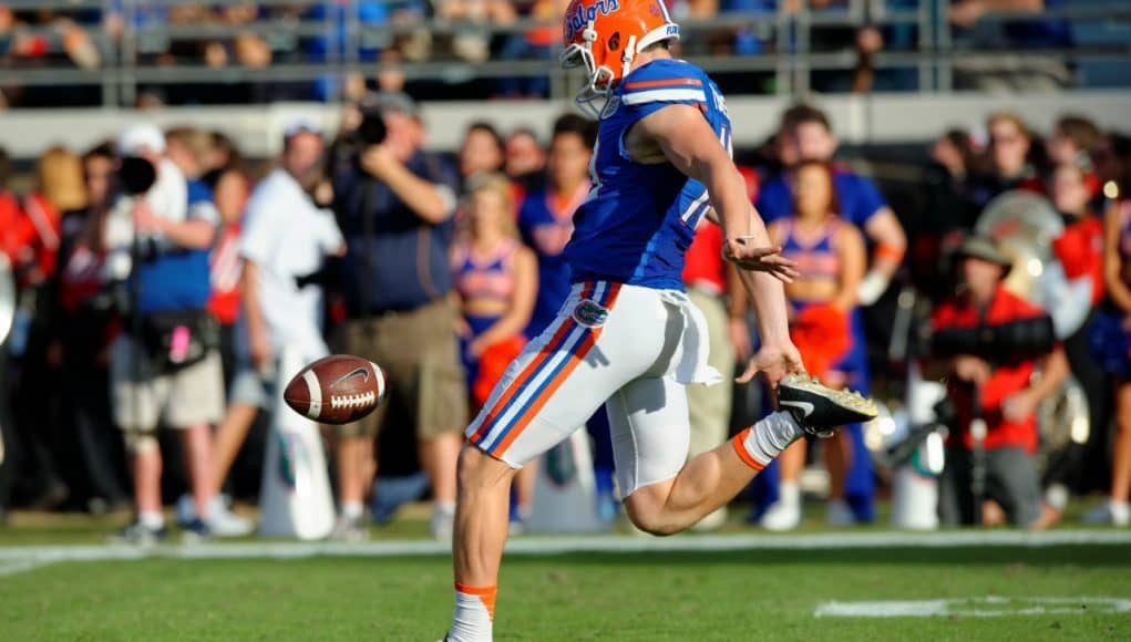 University of Florida punter Johnny Townsend punts a ball during the Florida Gators 24-10 win over Georgia- Florida Gators football- 1280x852