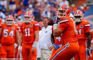 University of Florida quarterback Austin Appleby warms up before the Florida Gators game against Kentucky- Florida Gators football- 1280x852