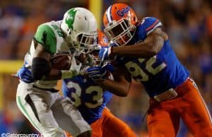 University of Florida redshirt freshman Jabari Zuniga makes a tackle in a win over North Texas- Florida Gators football- 1280x852