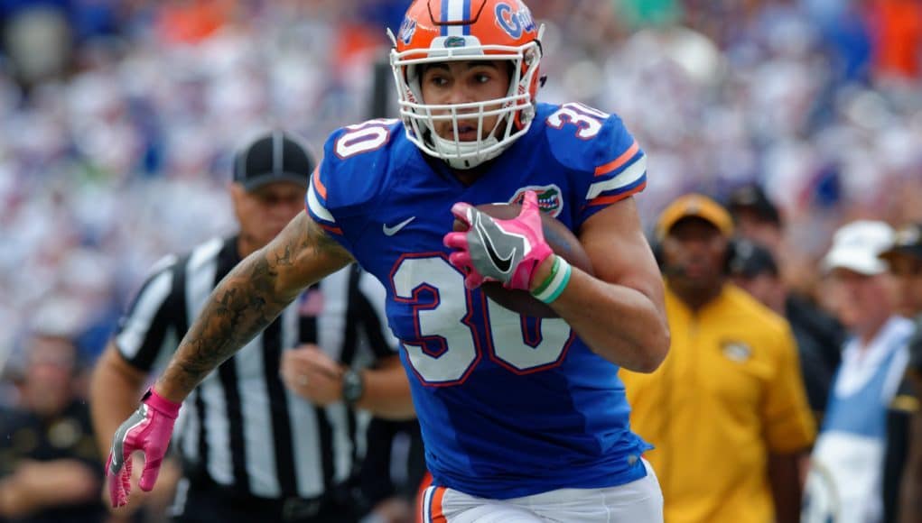 University of Florida tight end DeAndre Goolsby catches a pass in a win over the Missouri Tigers- Florida Gators football- 1280x852