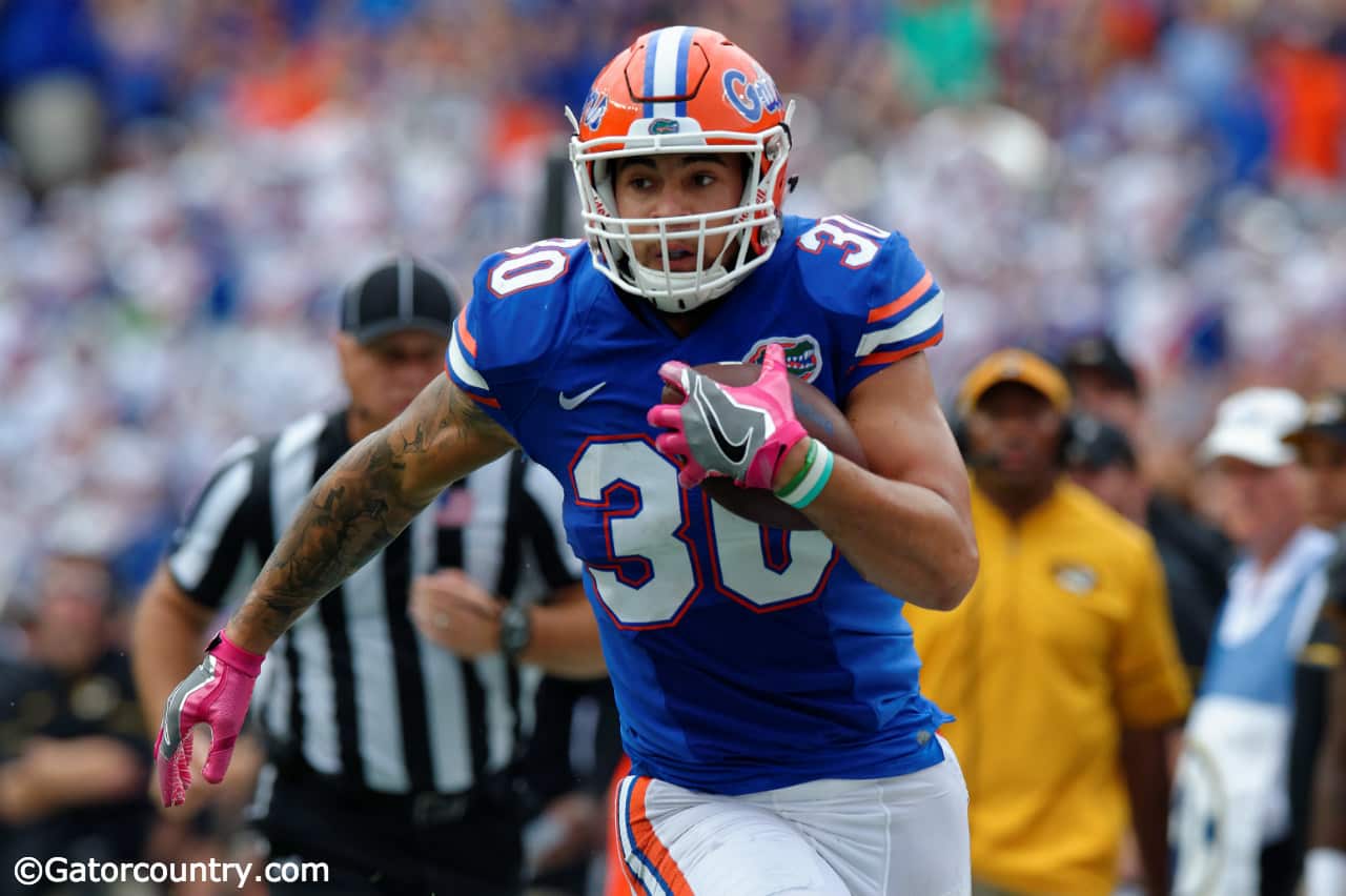 University of Florida tight end DeAndre Goolsby catches a pass in a win over the Missouri Tigers- Florida Gators football- 1280x852