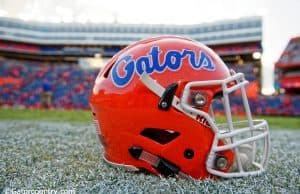 A Florida Gators helmet sits on Florida Field following the Florida Gators win over the Kentucky Wildcats in 2016- Florida Gators football- 1280x854