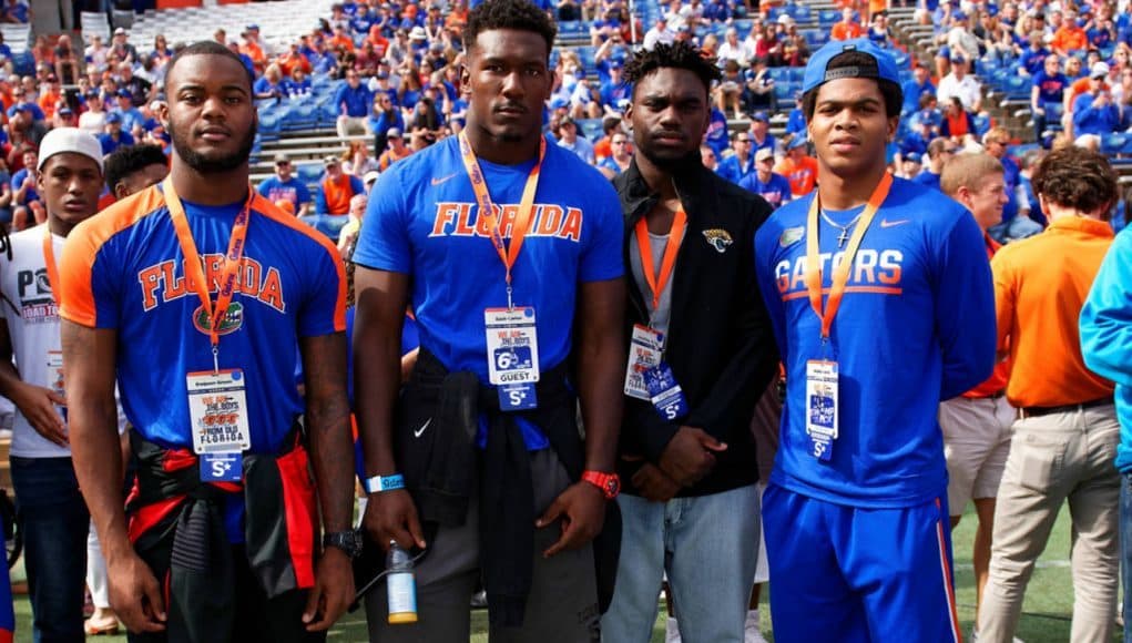 Florida Gators commits Zach Carter, Daquon Green, and Malik Davis with Jonathan King- 1280x855