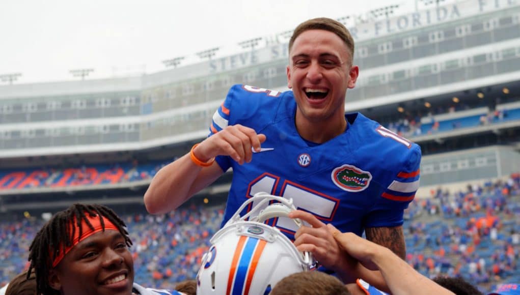 Florida Gators kicker Eddy Pineiro celebrates during the South Carolina game- 1280X852