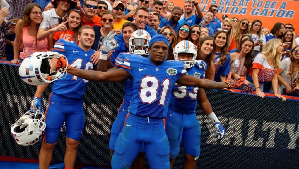 Florida Gators receiver Antonio Callaway celebrates after defeating South Carolina- 1280x853