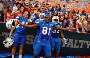 Florida Gators receiver Antonio Callaway celebrates after defeating South Carolina- 1280x853