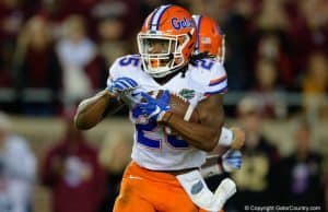 Florida Gators running back Jordan Scarlett run against FSU in 2016- 1280x853