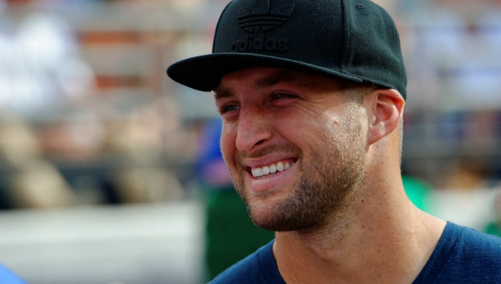 Former University of Florida quarterback Tim Tebow watches the Florida Gators 24-10 win over Georgia in 2016- Florida Gators football- 1280x852