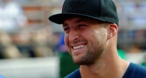 Former University of Florida quarterback Tim Tebow watches the Florida Gators 24-10 win over Georgia in 2016- Florida Gators football- 1280x852