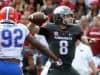 Nov 5, 2016; Fayetteville, AR, USA; Arkansas Razorbacks quarterback Austin Allen (8) passes in the first quarter against the Florida Gators at Donald W. Reynolds Razorback Stadium. Mandatory Credit: Nelson Chenault-USA TODAY Sports