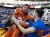 Nov 19, 2016; Baton Rouge, LA, USA; Florida Gators defensive back Teez Tabor (31) celebrates the win over the LSU Tigers at Tiger Stadium. The Gators defeat the Tigers 16-10. Mandatory Credit: Jerome Miron-USA TODAY Sports