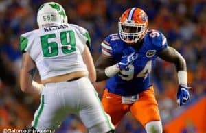 University of Florida defensive end Bryan Cox Jr. rushes the quarterback in a win over North Texas- Florida Gators football- 1280x852