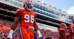 University of Florida defensive end CeCe Jefferson warms up before the Florida Gators game against Kentucky in 2016- Florida Gators football- 1280x852