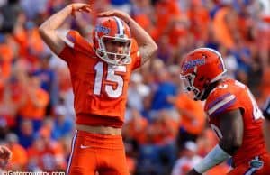 University of Florida kicker Eddy Pineiro celebrates a field goal against the Kentucky Wildcats in 2016- Florida Gators football- 1280x852