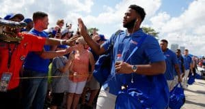 University of Florida offensive lineman Martez Ivey greets fans during Gator Walk before the Georgia game- Florida Gators football- 1280x852