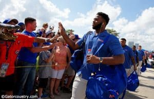 University of Florida offensive lineman Martez Ivey greets fans during Gator Walk before the Georgia game- Florida Gators football- 1280x852