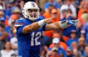 University of Florida quarterback Austin Appleby makes calls at the line of scrimmage in a win over South Carolina- Florida Gators football- 1280x852