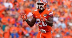 University of Florida safety Marcus Maye warms up before the Gators 45-7 win over Kentucky in 2016- Florida Gators football- 1280x852