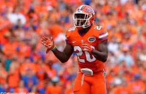 University of Florida safety Marcus Maye warms up before the Gators 45-7 win over Kentucky in 2016- Florida Gators football- 1280x852