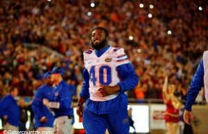 University of Florida senior linebacker Jarrad Davis runs onto the field at Doak Campbell Stadium- Florida Gators football- 1280x852