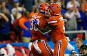 Florida Gators celebrate after scoring in the SEC Championship- 1280x853