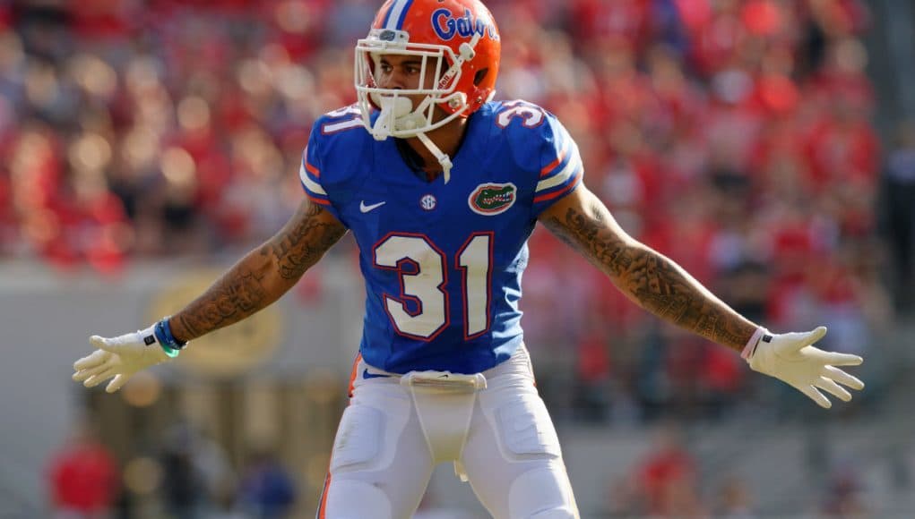 University of Florida cornerback Jalen Tabor signals a play in a win over the Georgia Bulldogs in 2016- Florida Gators football- 1280x852