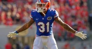 University of Florida cornerback Jalen Tabor signals a play in a win over the Georgia Bulldogs in 2016- Florida Gators football- 1280x852