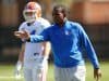 University of Florida defensive coordinator Randy Shannon works with the Florida Gators linebacker during spring practice- Florida Gators football- 1280x852