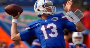 University of Florida freshman quarterback Feleipe Franks warms up before the Gators game against South Carolina- Florida Gators football- 1280x852