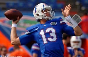 University of Florida freshman quarterback Feleipe Franks warms up before the Gators game against South Carolina- Florida Gators football- 1280x852