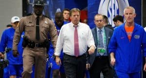 University of Florida head coach Jim McElwain leads the Florida Gators out for their final practice before the SEC Championship- Florida Gators football- 1280x852