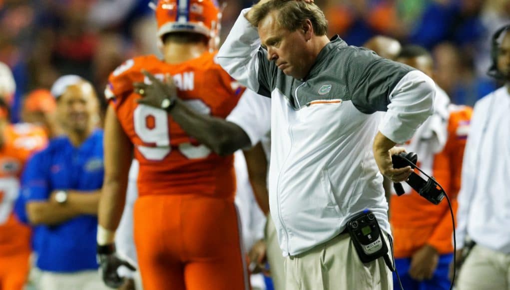 University of Florida head coach Jim McElwain reacts to Taven Bryan being ejected from the SEC Championship game.- Florida Gators football- 1280x852