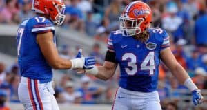 University of Florida linebacker Alex Anzalone and lineman Jordan Sherit celebrate during the Gators win over Georgia- Florida Gators football- 1280x852