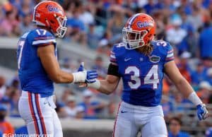 University of Florida linebacker Alex Anzalone and lineman Jordan Sherit celebrate during the Gators win over Georgia- Florida Gators football- 1280x852