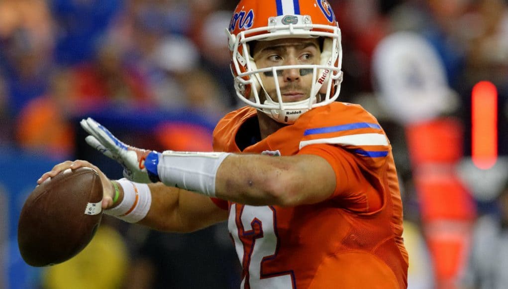 University of Florida quarterback Austin Appleby fires a pass against Alabama in the 2016 SEC Championship game- Florida Gators football- 1280x852